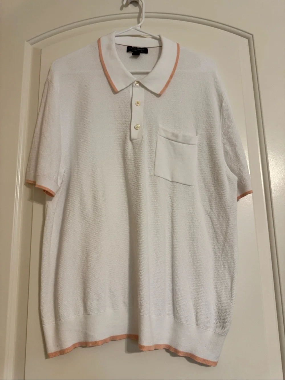 Banana Republic White Polo with Peach Trim